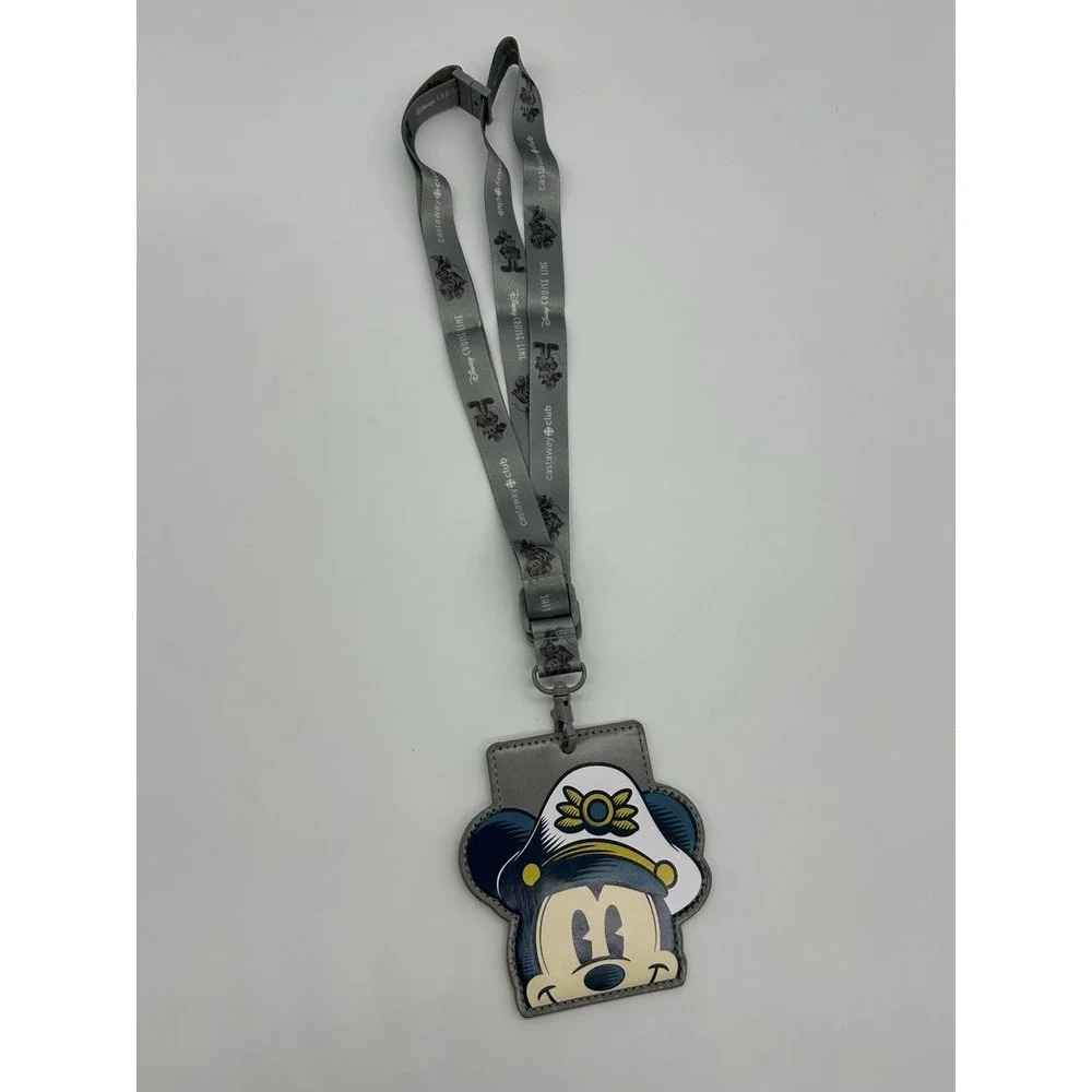 Disney Cruise Line Silver Castaway Club Captain Mickey Mouse Key Card ID Lanyard